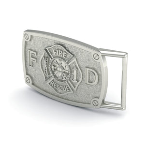 Fire Fighter Buckle- Be Strong And Courageous- White Metal