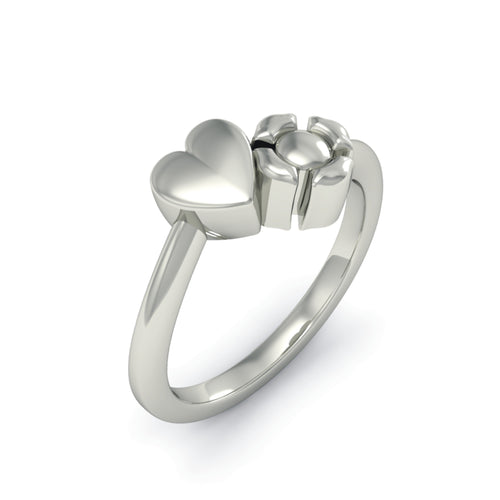 My Heart Belongs to a Firefighter Ring -  White Gold